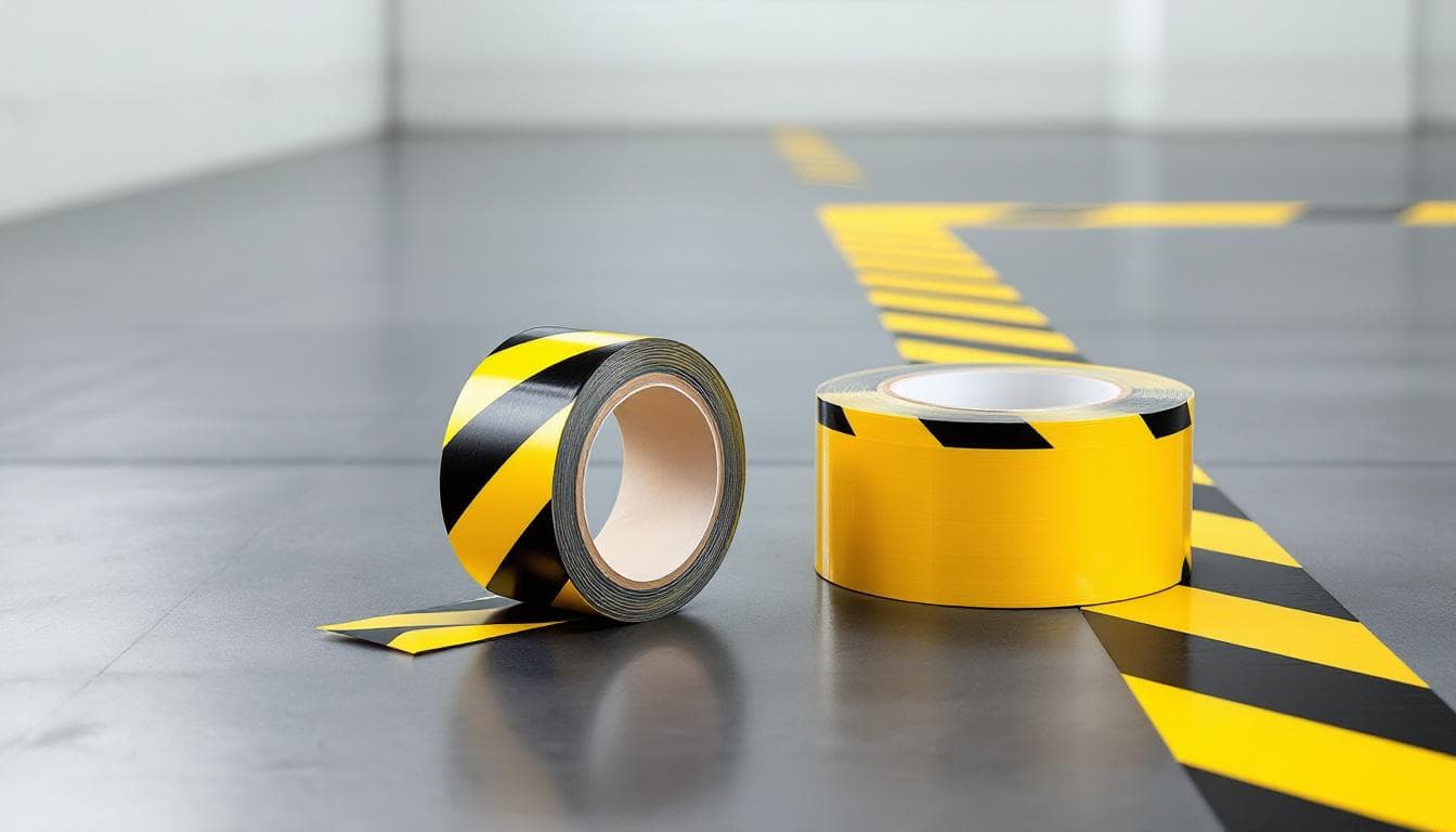 Cinta de señalización amarilla y negra para marcaje de áreas industriales